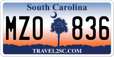 SC license plate MZO836