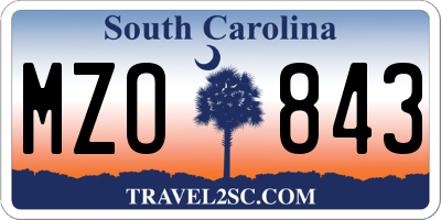 SC license plate MZO843