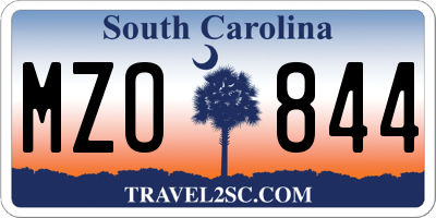 SC license plate MZO844
