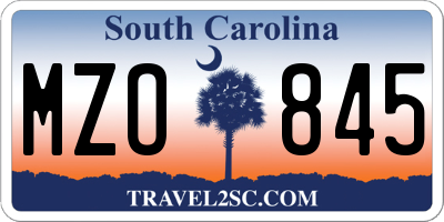 SC license plate MZO845