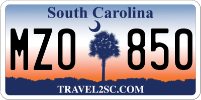 SC license plate MZO850
