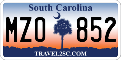 SC license plate MZO852