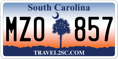 SC license plate MZO857
