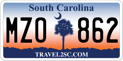 SC license plate MZO862