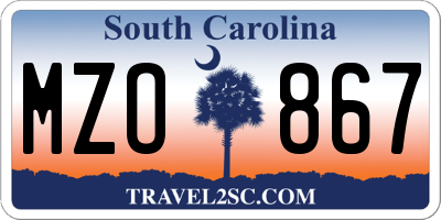 SC license plate MZO867