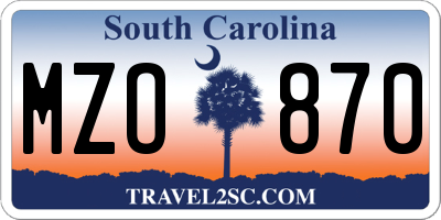 SC license plate MZO870