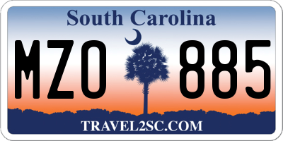 SC license plate MZO885