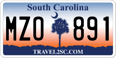 SC license plate MZO891