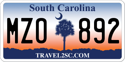 SC license plate MZO892