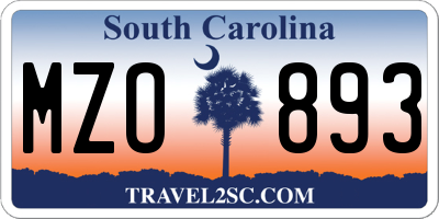 SC license plate MZO893