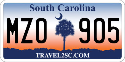 SC license plate MZO905