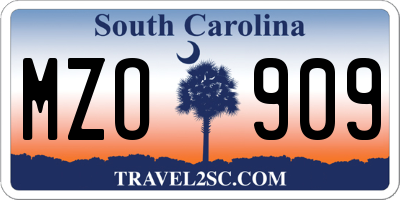 SC license plate MZO909