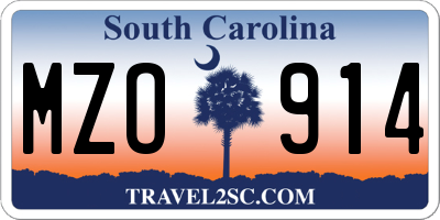 SC license plate MZO914