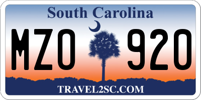 SC license plate MZO920