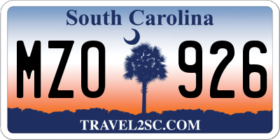 SC license plate MZO926