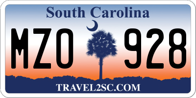 SC license plate MZO928