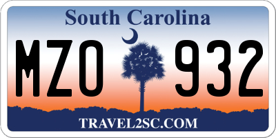 SC license plate MZO932