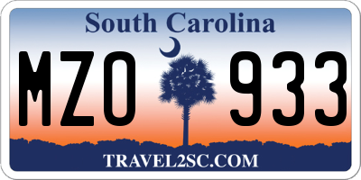 SC license plate MZO933