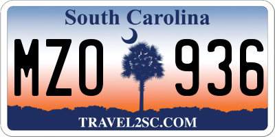 SC license plate MZO936