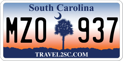 SC license plate MZO937