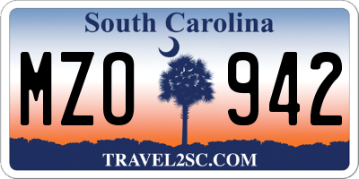 SC license plate MZO942
