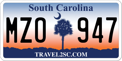 SC license plate MZO947