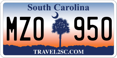 SC license plate MZO950