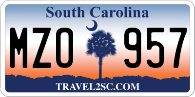 SC license plate MZO957