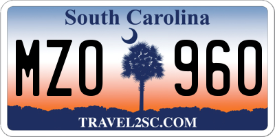 SC license plate MZO960