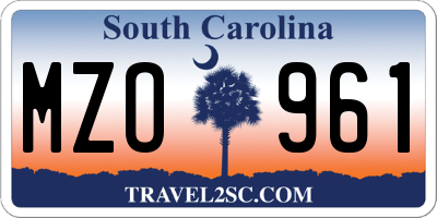SC license plate MZO961