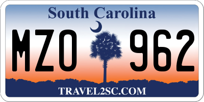 SC license plate MZO962