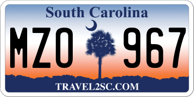 SC license plate MZO967
