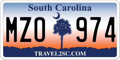 SC license plate MZO974