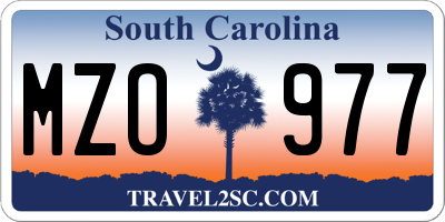 SC license plate MZO977