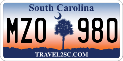 SC license plate MZO980