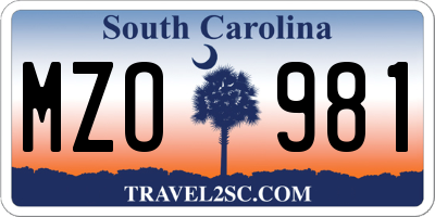 SC license plate MZO981