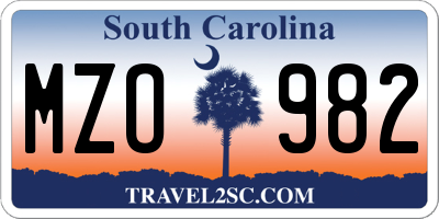 SC license plate MZO982