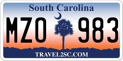 SC license plate MZO983