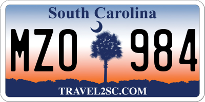 SC license plate MZO984