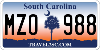 SC license plate MZO988