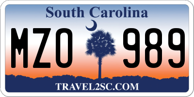 SC license plate MZO989