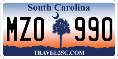 SC license plate MZO990