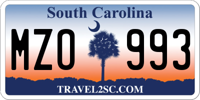 SC license plate MZO993