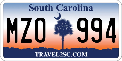 SC license plate MZO994