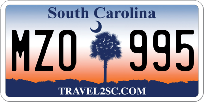 SC license plate MZO995