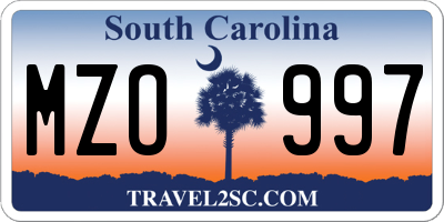 SC license plate MZO997