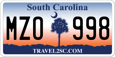 SC license plate MZO998