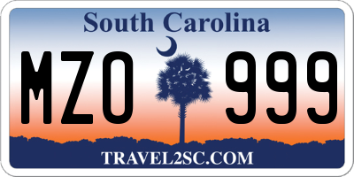 SC license plate MZO999