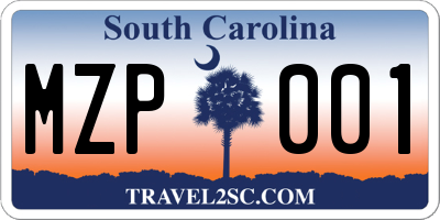 SC license plate MZP001