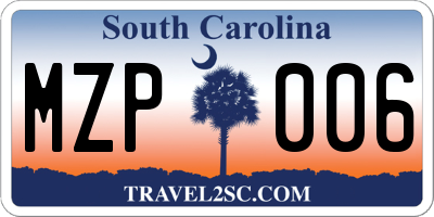 SC license plate MZP006
